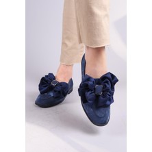 Birikon Lobito Saten Fiyonklu Loafer Lacivert