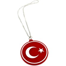 Araba Ayna Süsü Pleksi Çift Taraflı Türk Bayrağı Tasarım - Pleksi Çift Taraflı Türk Bayrağı Zincirli