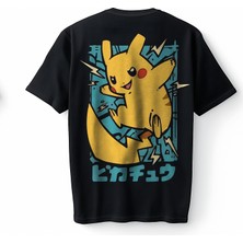 Bumeta Pikacgu Pokemon Şimşek Anime Japanese Oversize Unisex Tişört T-Shirt