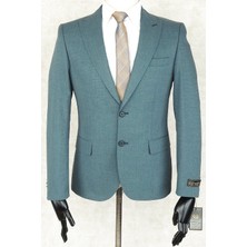 Jan Carlucci Sivri Yaka -2 Düğme Çift Yırtmaç Slimfit Drop 6 Ceket-Yeşil
