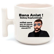 "bana Anlat Gebeş Kaplumbağa" - Röportaj Baskılı El Yapımı Beyaz T Kulp Kupa Bardak