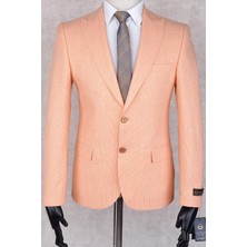 Jan Carlucci Sivri Yaka -Iki  Düğme Çift Yırtmaç Slimfit Drop 6 Ceket- Açık Turuncu