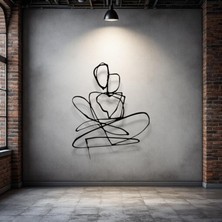 STE Minimalist Aşık Çift Metal Duvar Dekoru – Modern Çizgi Sanatı