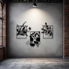STE Metal Çiçekli Duvar Dekoru Seti – 3 Parça Modern Minimalist Ev Ofis Salon Metal Tablo Aksesuarı