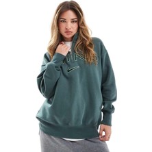 Nike Phoenix Fleece Logo Qz Oversize Kesim Çeyrek Fermuar Kadın Sweatshirt
