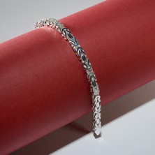 Silvalli 120 Mikron Naturel Kare Kral Gümüş Bileklik