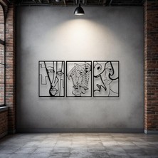 STE Soyut Yüz Figürü 3 Parça Metal Duvar Dekoru – Picasso Tarzı Modern Sanat
