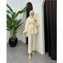 Miraydin Butik Kadın Önden Bağlamalı Büzgülü Takım M41275 - Bej