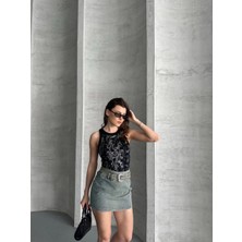 Zengezur Mall Lvsqvr Varaklı Bluz Siyah (Beden: Standart)