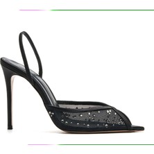 Sofia Baldi Cros Siyah Tekstil Kadın Topuklu Sandalet