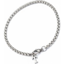 Takı Dükkanı Kişiye Özel Harfli Spor Zincirli Unisex Çelik Bileklik Sevgiliye Eşe Hediye ECK07H