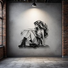 STE Cool Girl Metal Duvar Dekoru – Modern Kadın Figürü, Minimalist Sanat Tasarımı