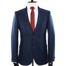 Jan Carlucci Yünsa 160'S Yünlü Slimfit Drop 6 Ceket-Lacivert