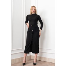 MissVina Velora Signature Wool Slit Skirt