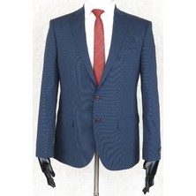 Jan Carlucci Yünlü Erkek Slimfit Mono Yaka Lacivert Drop 6 Tek Ceket