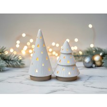 Yılbaşı Konsepti Ev Süsü Ledli 2'li Noel Ağacı, Ev Dekor Seti, Biblo LED Mumlar Hediye Christmas