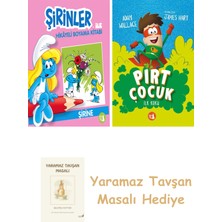 Everest Yayınları Şirinler ile Hikâyeli Boyama Kitabı - Şirine + Pırt Çocuk 1 - Ilk Koku + Yaramaz Tavşan Masalı