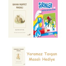 Everest Yayınları Beatrix Potter  10 - Bayan Moppet Masalı + Şirinler ile Hikâyeli Boyama Kitabı - Şirine + Yaramaz Tavşan Masalı