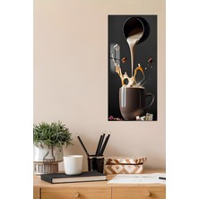 KutuTR 3D Görünümlü Temperli Cam Tablo – Sütlü Kahve Sıçrama Temalı Uv Baskı 30X60 cm - DCT134