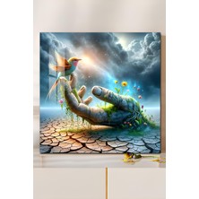 KutuTR 3D Görünümlü Temperli Cam Tablo – Kuş ve Doğa Teması Uv Baskı 33X33 CM-CTK134