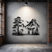 STE Metal Japon Manzara Duvar Dekoru – Dağ Temalı Modern Minimalist Ev Ofis Dekoratif Tablo