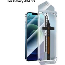 Coolacs Samsung Galaxy A34 5g Uyumlu Kolay Uygulama Aparat Mekanizmalı Tam Kaplayan Cam Ekran Koruyucu