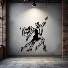 STE Metal Dansçı Figürü Duvar Dekoru – Modern Çift Dans Metal Tablo Salon Antre Ofis Dekorasyon