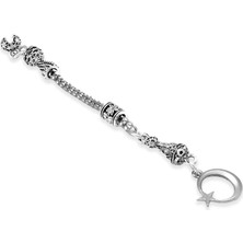 Tesbihane Ayyıldız Zafer Temalı Foxtail Zincirli Tek Kamçılı Kararmaz Metal Püskül