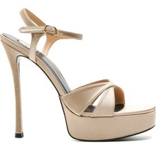 Sofia Baldi Glare Bej Tekstil Kadın Topuklu Sandalet