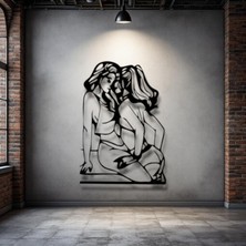 STE Yakınlık Figürlü Modern Metal Duvar Dekoru – Zarif Çizgisel Sanat