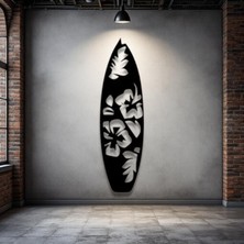 STE Metal Sörf Temalı Duvar Dekoru – Modern Floral Tasarım Ev Ofis Aksesuar