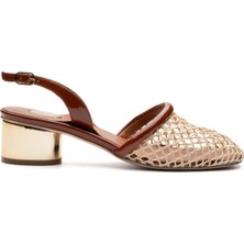 Sofia Baldi Leraf Bej Tekstil Kadın Kalın Topuk