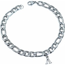 Takı Dükkanı Kişiye Özel Harfli Kalın Figaro Zincir Unisex Çelik Bileklik Sevgiliye Eşe Hediye ECK19H