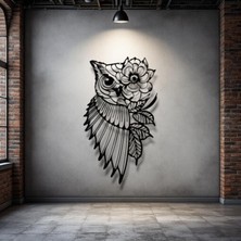 STE Çiçekli Baykuş Metal Duvar Dekoru – Bilgelik ve Doğanın Zarafeti