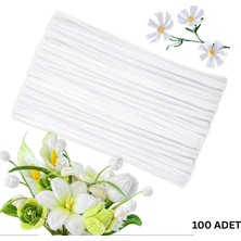 Roco Paper Co. Şönil Tel, El Işi, Dıy, Hobi ve Çiçek Yapım Teli, Beyaz, 100 Adet, 6 mm - 30 cm