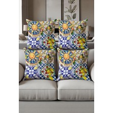 Dolce Mariee Dijital Baskılı Yumuşak Dokulu 4’lü Kırlent Kılıfı Takımı (43X43 Cm) KRL0057