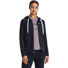 Under Armour Rival Terry Womens Hoodie Kadın Kapüşonlu Tam Boy Fermuarlı Sweatshirt Siyah