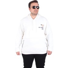 Moc Grande Mocgrande Büyük Beden Kapüşonlu Sweat Double Face Never 25706 Ekru