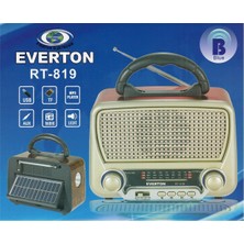 Everton RT-819 (Solar Güneş Panelli) Bluetooth Fm-Usb-Tf Card-Aux Şarjlı Nostaljik Radyo El Feneri