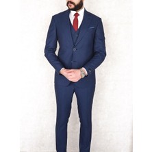 Jan Carlucci Slimfit Yelekli Drop 6 Takım-Lacivert