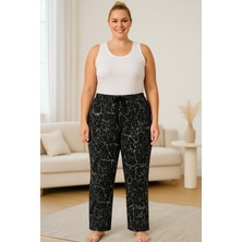 Made By Me Desenli-Siyah-Lacivert  Büyük Beden Pijama Altı Modal Kumaş Modern Kaliteli  Kadın Pijama Altı