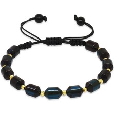 Tesbihane Makrome Örgülü Sarı Dorika Top Süslemeli Su Mavi Siyah Ateş Kehribar Kadın Bileklik