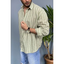 Alışveriş Sokağı %100 Pamuk Yumuşak Dokulu Yeşil Oversize Gömlek