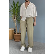 Alışveriş Sokağı Modal Kumaş Bağcıklı Baggy Pantolon Haki