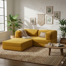 MONAMI Dechome Yeny Fitilli Kadife | Köşe Koltuk | 160X160 Köşe Takımı | Modüler Köşe Takımı | Yataklı L Koltuk | Fitilli Kadife