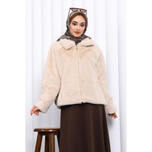 İmaj Butik Bej Kısa Kürk Mont