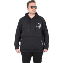 Moc Grande Mocgrande Büyük Beden Kapüşonlu Sweat Double Face Never 25706 Sıyah