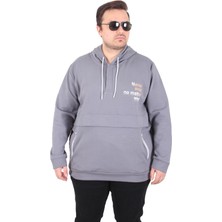 Moc Grande Mocgrande Büyük Beden Kapüşonlu Sweat Double Face Never 25706 Fume