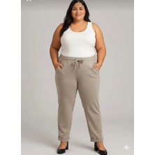 Akşen Giyim Büyük Beden Kadın %92 Pamuk %8 Likra Premium Kalite Yüksek Bel  Duble Paça Bağcıklı Pantolon