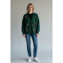 Eren Style Triko Kiraz Detaylı Cotton Angora Yünlü Uzun Kollu  Kazak